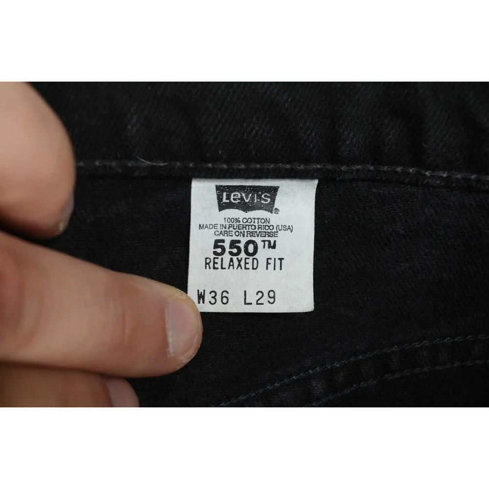 Vintage Levis 550 Jeans Mens 36x29 Bluack Relaxed Fit Denim 90s USA